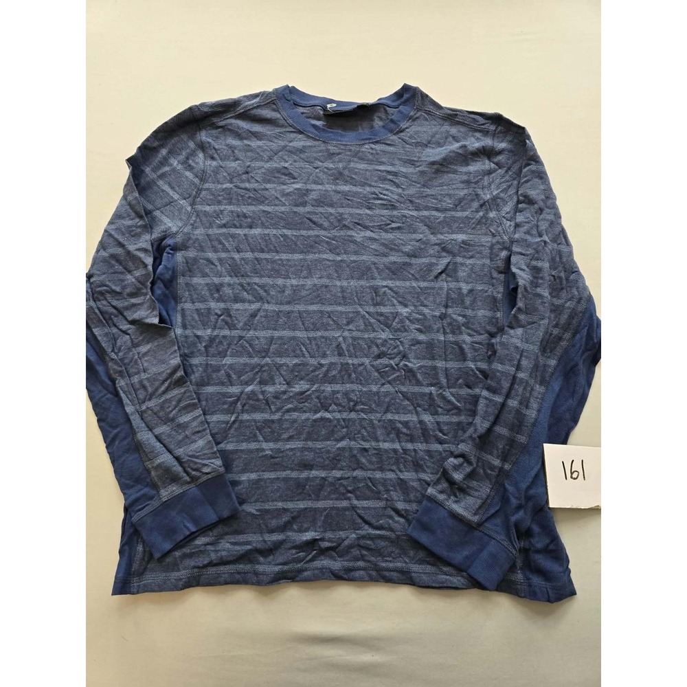 Marc Anthony Mens XL Long Sleeve Crew Neck Striped T-Shirt Blue Casual Tee